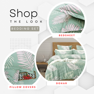Cotton Floral Print 210 TC King Size Fitted Bedsheet In Green At Best Prices