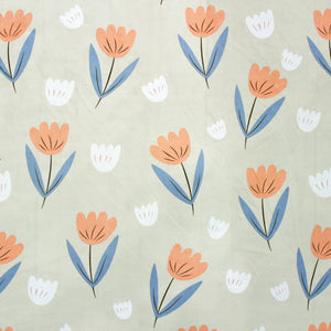 Cotton Floral Print 210 TC King Size Fitted Bedsheet In Khaki At Best Prices