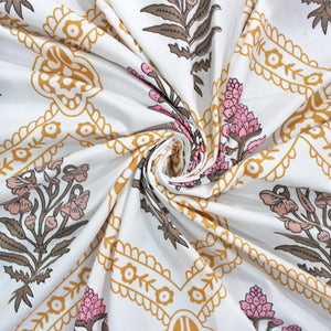 Microfiber Floral Reversible AC Dohar Blanket, Mustard
