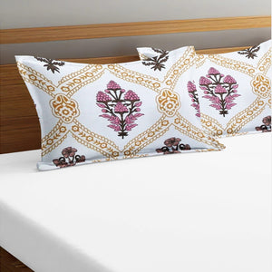 Soft Floral Print Pillow Cover Set In Mustard Online At Best prices(2 Pcs)