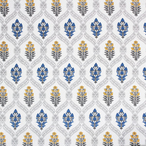 Cotton Floral Print 210 TC king Size Fitted Bedsheet In Blue At Best Prices