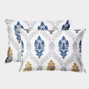 Soft Floral Print Pillow Cover Set In Blue Online At Best prices(2 Pcs)