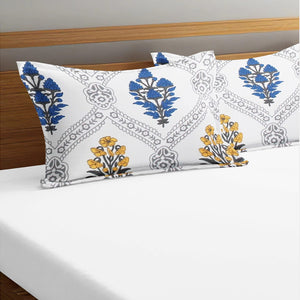 Soft Floral Print Pillow Cover Set In Blue Online At Best prices(2 Pcs)