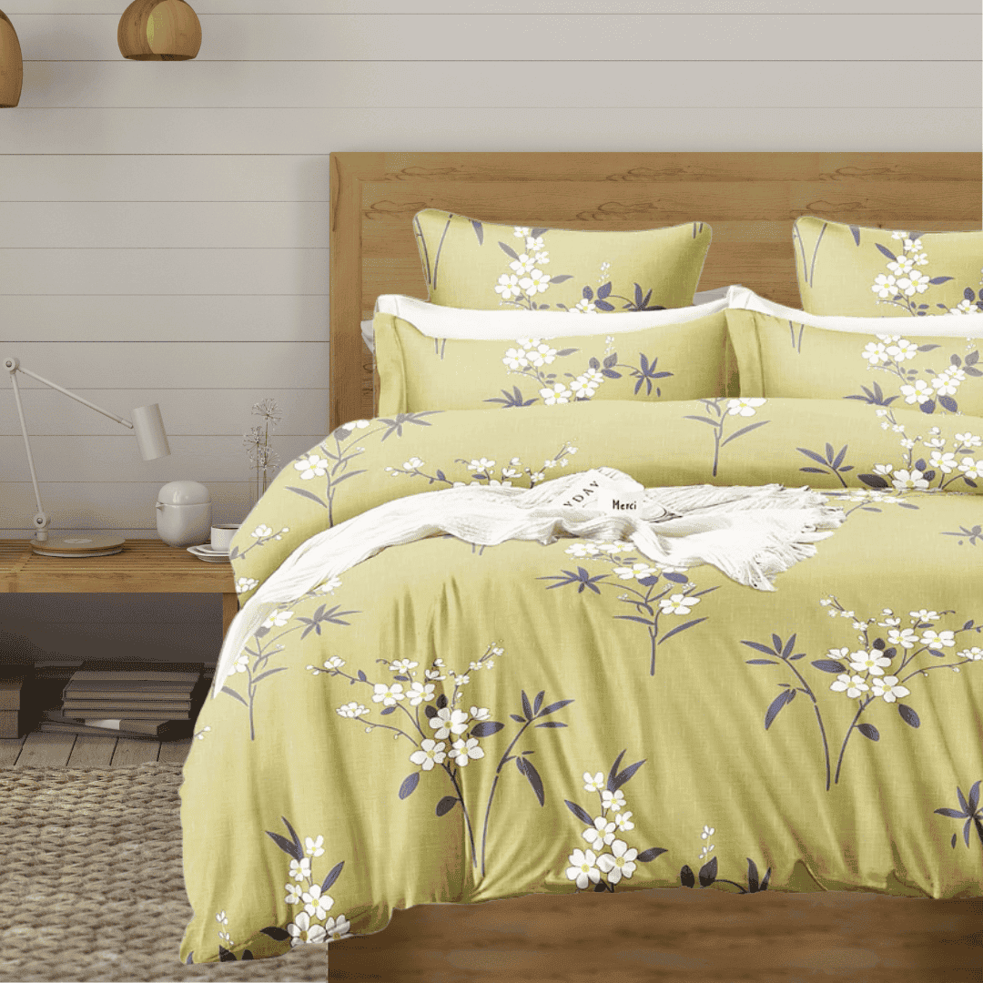 Microfiber Floral Reversible AC Dohar Blanket, Olive