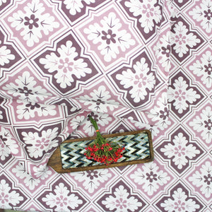 Cotton Floral Print 210 TC King Size Fitted Bedsheet In Magenta At Best Prices