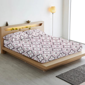 Cotton Floral Print 210 TC King Size Fitted Bedsheet In Magenta At Best Prices