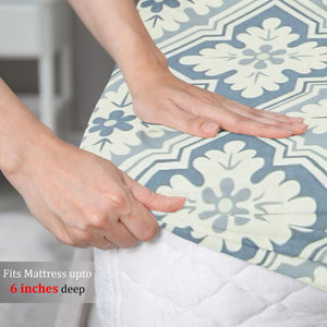 Cotton Floral Print 210 TC King Size Fitted Bedsheet In Multicolor At Best Prices