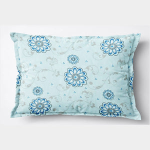 Soft Floral Print Pillow Cover Set In Sky Blue Online At Best prices(2 Pcs)