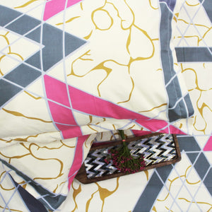 Cotton Geometrical Print 210 TC King Size Fitted Bedsheet In Multicolor At Best Prices