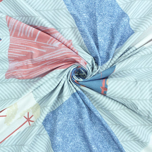 Cotton Geometrical Print 210 TC King Size Fitted Bedsheet In Multicolor
