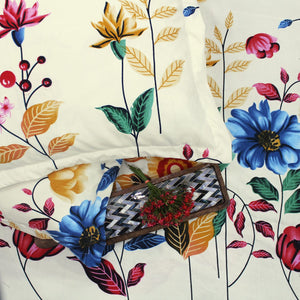 Cotton Floral Print 210 TC King Size Fitted Bedsheet In Multicolor At Best Prices