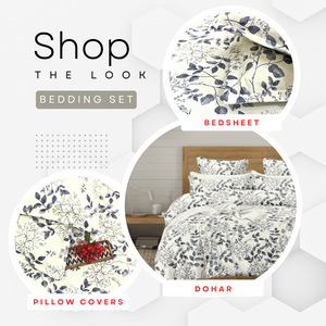 Cotton Floral Print 210 TC King Size Fitted Bedsheet In Cream At Best Prices