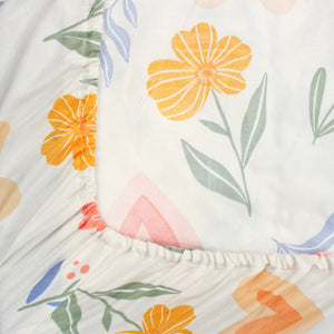 Cotton Floral Print 210 TC King Size Fitted Bedsheet In Multicolor At Best Prices