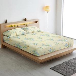 Cotton Floral Print 210 TC King Size Fitted Bedsheet In Multicolor Online In India