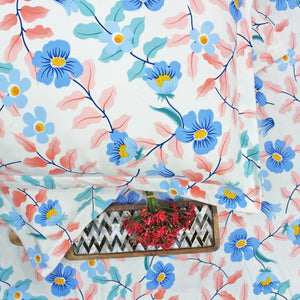 Cotton Floral Print 210 TC King Size Fitted Bedsheet In Multicolor Online In India