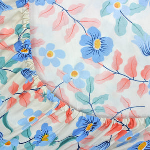 Cotton Floral Print 210 TC King Size Fitted Bedsheet In Multicolor Online In India