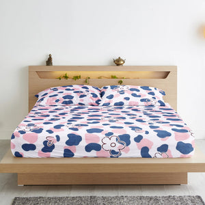 Soft Cotton Floral Print 210 TC Fitted Bedsheet In Multicolor At Best Prices