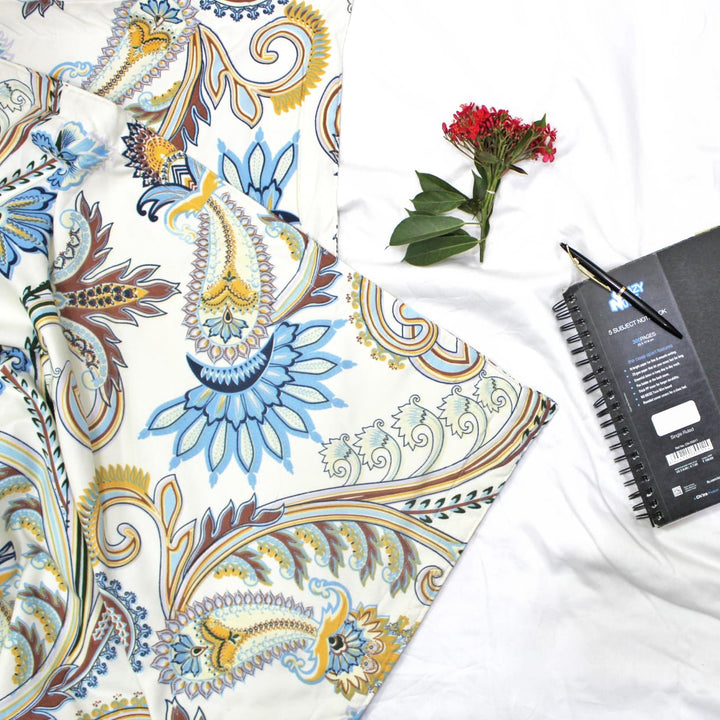 Cream Festive Collection Floral Dohar Bedsheet Set (4 Pc) online in India