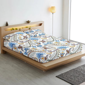 Cotton Paisley Print 210 TC King Size Fitted Bedsheet In Multicolor At Best Prices