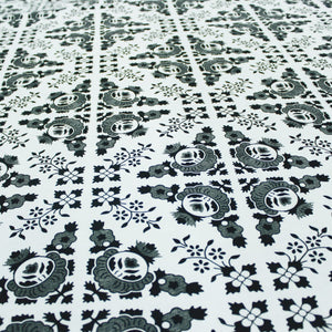 Cotton Floral Print 210 TC King Size Fitted Bedsheet In Black