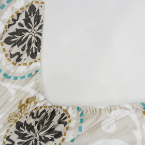 Cotton Floral Print 210 TC King Size Fitted Bedsheet In Multicolor