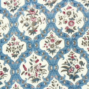 Soft cotton floral print 210 TC fitted bedsheet in blue at best prices