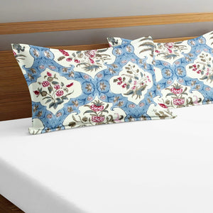 Soft Floral Print Pillow Cover Set In Blue Online At Best prices(2 Pcs)