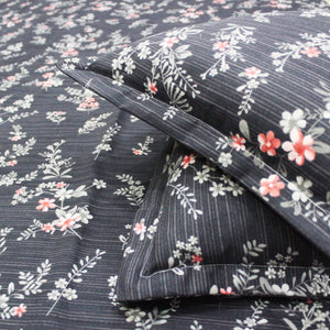 Black cotton bedsheet set with pillow covers