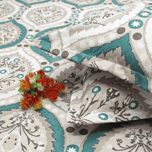 Premium damask pattern 210 TC cotton fitted bedsheet with pillow covers