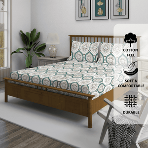 Fitted bedsheet with matching pillow covers