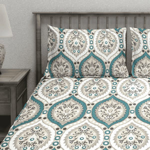 Damask 210 TC cotton bedsheet with pillow covers