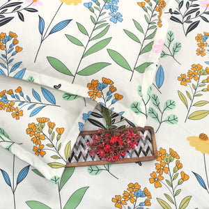Soft Cotton Floral Print 210 TC Fitted Bedsheet In Multicolor At Best Prices