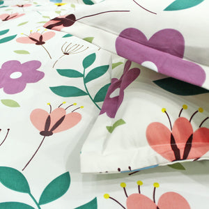 Cotton Floral Print 210 TC king Size Fitted Bedsheet In Multicolor Online In India