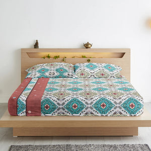 Cotton Floral Print 210 TC King Size Fitted Bedsheet In Multicolor At Best Prices