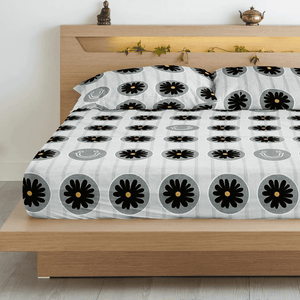 Floral 210 TC Flat Bedsheet with Pillow Covers - Multicolor