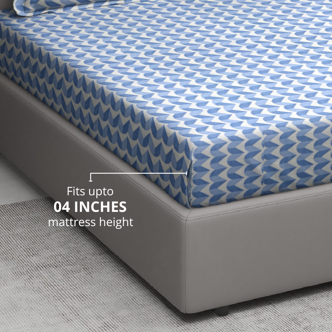 fitted bedsheet set for 4-inch mattress includes elastic corners for secure fit.
