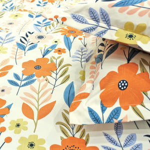 Cotton Floral Print 210 TC King Size Fitted Bedsheet In Multicolor
