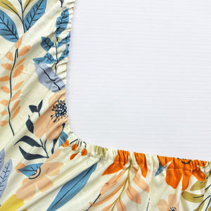 Cotton Floral Print 210 TC King Size Fitted Bedsheet In Multicolor