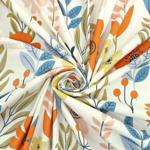 Cotton Floral Print 210 TC King Size Fitted Bedsheet In Multicolor