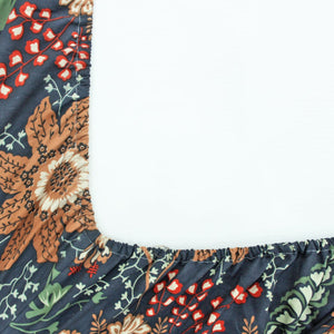 Cotton Floral Print 210 TC King Size Fitted Bedsheet In Multicolor