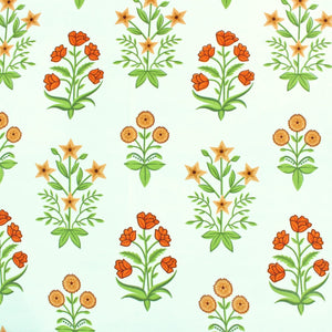Cotton Floral Print 210 TC King Size Fitted Bedsheet In Multicolor