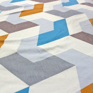 Cotton Geometrical Print 210 TC King Size Flat Bedsheet In Multicolor