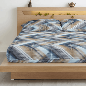 A king-size flat bedsheets with a multicolor geometric pattern with Pillow Cover