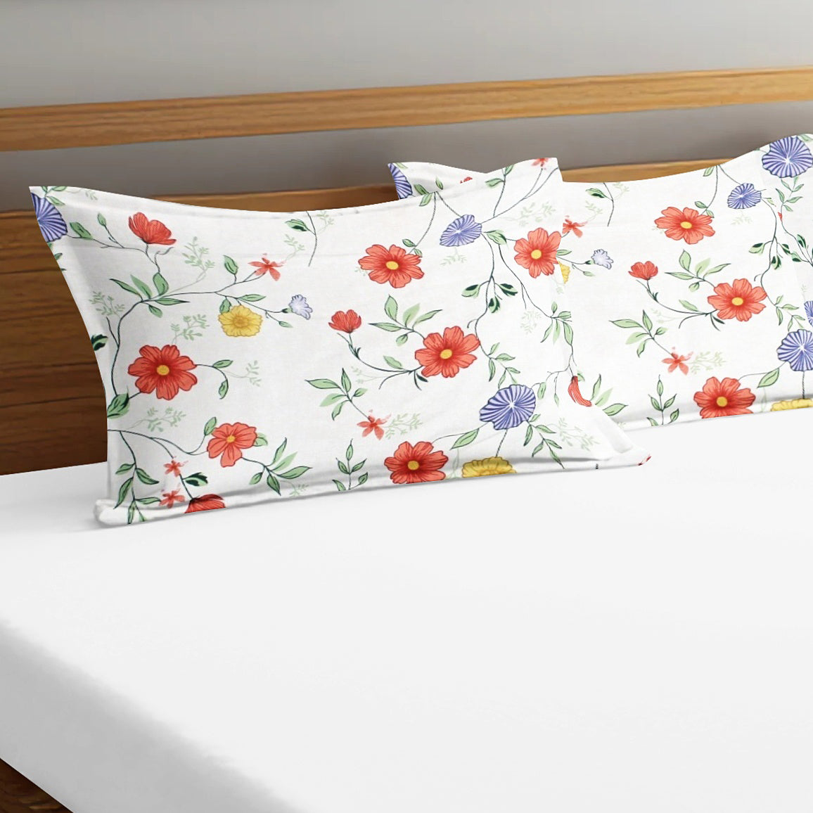 Printed Floral Set of 2 Pcs Pillow Cover - Multicolor