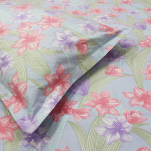 Close Up Floral 210 TC Cotton Fitted Bedsheet with Pillow Covers