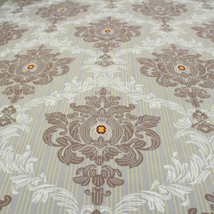 fitted bedsheets damask design in khaki color.