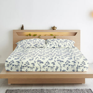 floral 210 TC flat bedsheet set with matching pillow covers