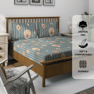 King size grey damask 210 TC flat bedsheet with matching pillow covers