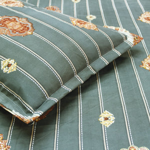 King size grey damask 210 TC flat bedsheet with matching pillow covers
