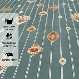 King size grey damask 210 TC flat bedsheet Design